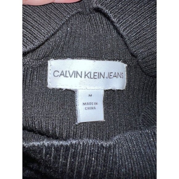 CALVIN KLEIN Women's Black Cropped Sweater Long Sleeve Pullover Ribbed - Picture 8 of 10